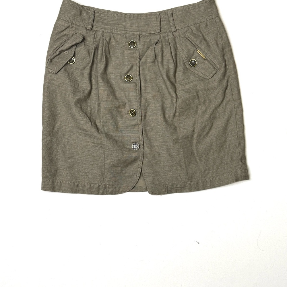 Anne Klein Olive Button-Front Utility  Mini Skirt Size 6
